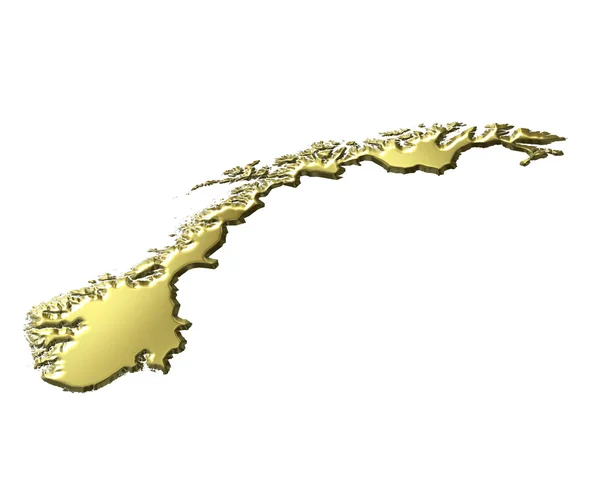 Noruega 3d mapa de oro — Foto de Stock