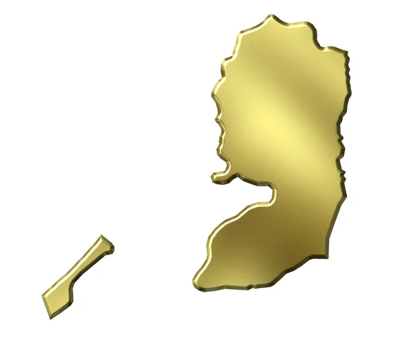 Palestina 3d goldene Karte — Stockfoto
