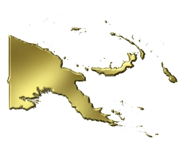 Papua Neuguinea 3d goldene Karte — Stockfoto