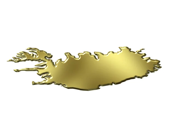 Gyllene 3d-karta för Island — Stockfoto