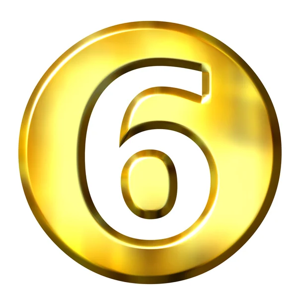 Número enmarcado oro 3D 6 —  Fotos de Stock