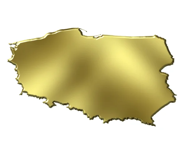 3D-gouden kaart van Polen — Stockfoto