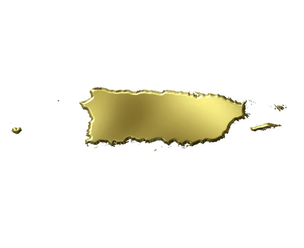 Puerto Rico 3d Golden Map — Stock Photo, Image