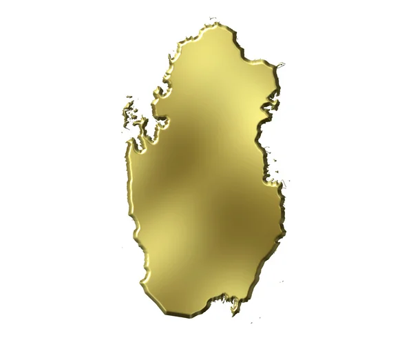 Qatar mapa de oro 3d —  Fotos de Stock