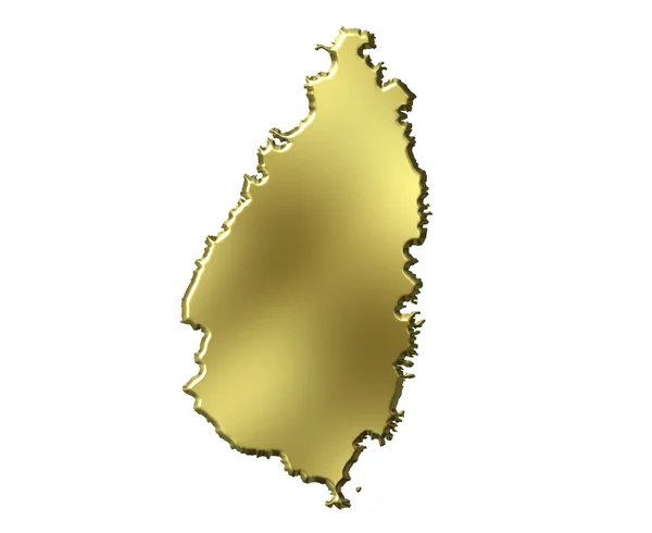 Saint Lucia 3d Golden Map — Stock Photo, Image