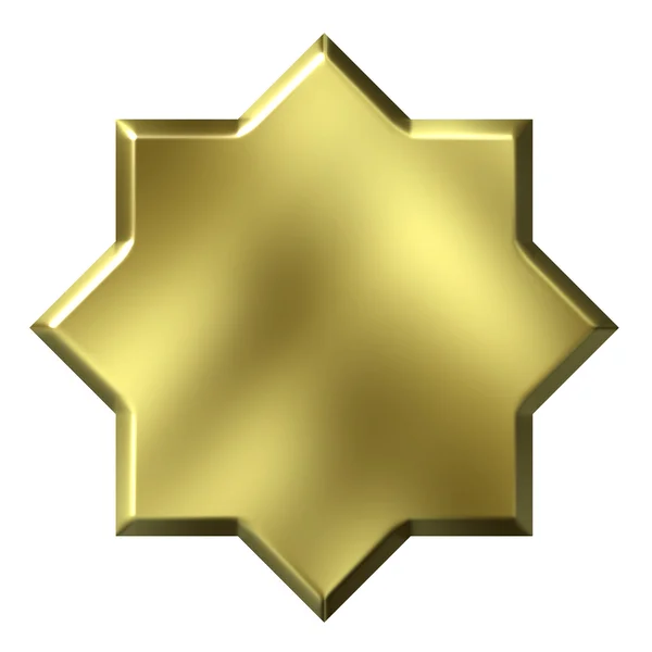 3d golden 8 point star — Stock Photo, Image