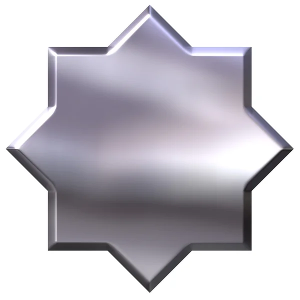 3d 银 8 角星 — 图库照片