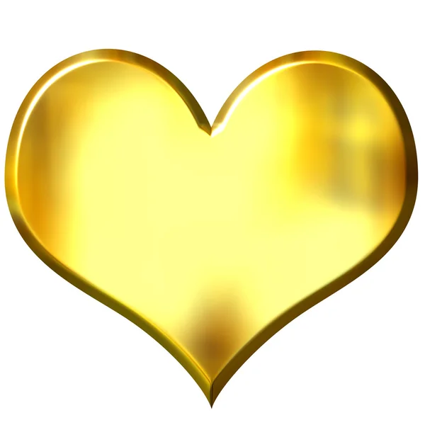 3D złote serce — Zdjęcie stockowe