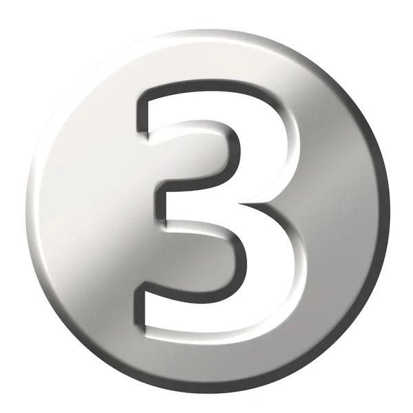 3D Steel Number 3 — Stock Photo, Image