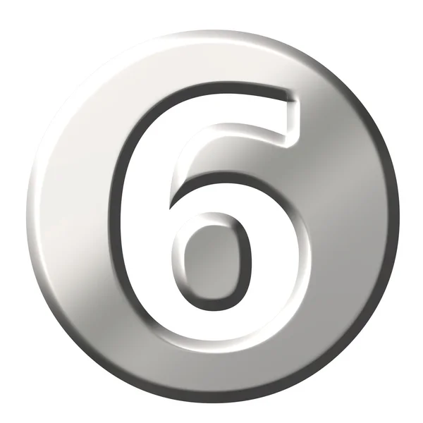 3D Steel Number 6 — Stock Photo, Image