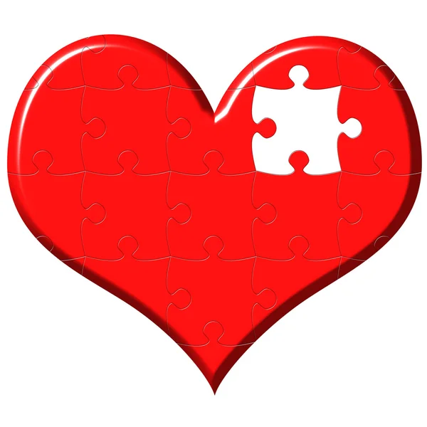 3d puzzle cuore con pezzo mancante — Foto Stock