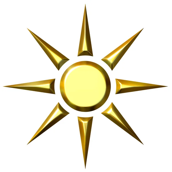 3D złote słońce — Zdjęcie stockowe