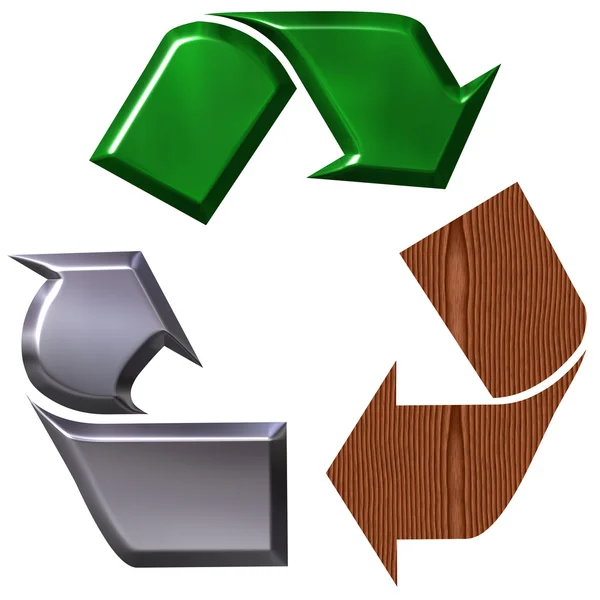 Símbolo de reciclaje con tres elementos — Foto de Stock