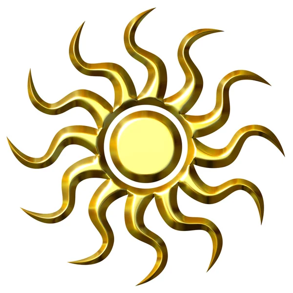 3D złote słońce — Zdjęcie stockowe