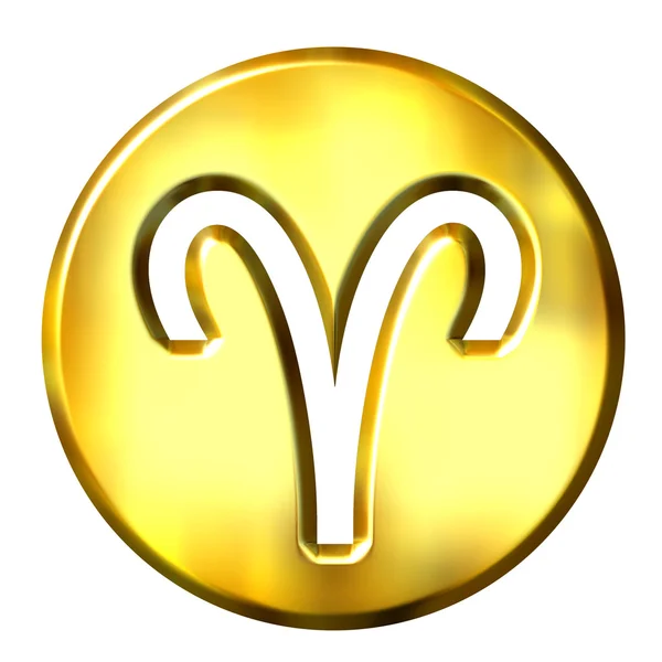 Signo de zodíaco de Aries dorado 3D —  Fotos de Stock