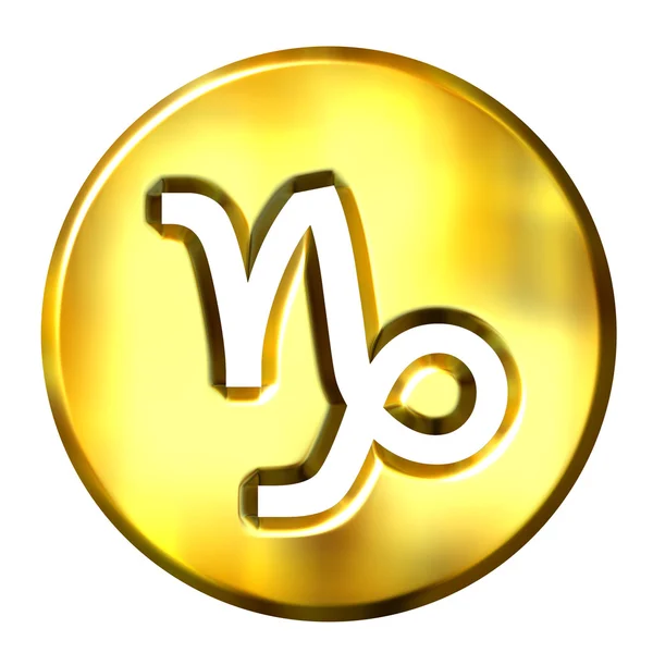3D złoty znak zodiaku Koziorożec — Zdjęcie stockowe