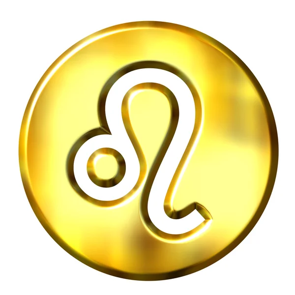 Signo de zodíaco Leo dorado 3D —  Fotos de Stock