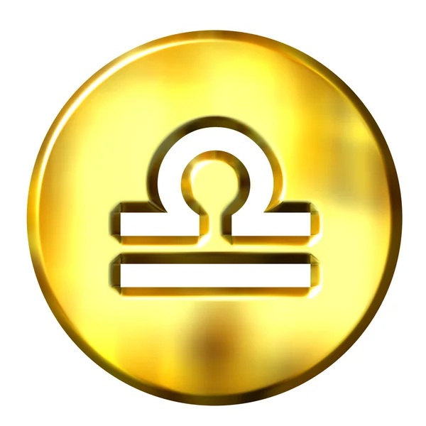 3D Golden Libra Zodiac Sign — Stock Photo, Image