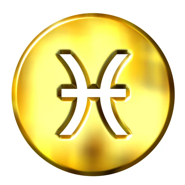 3D Golden Pisces Zodiac Sign — Stock Photo, Image