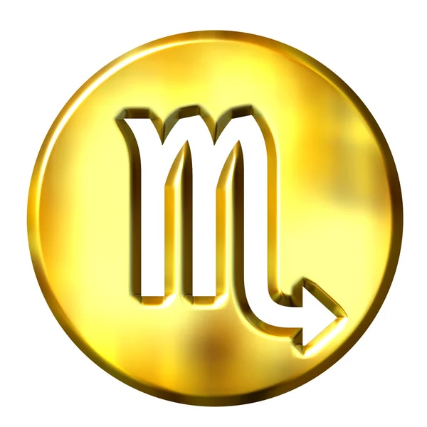 Sinal de zodíaco de Escorpião dourado 3D — Fotografia de Stock