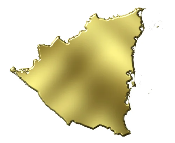 Nicaragua 3d Golden Map — Stock Photo, Image