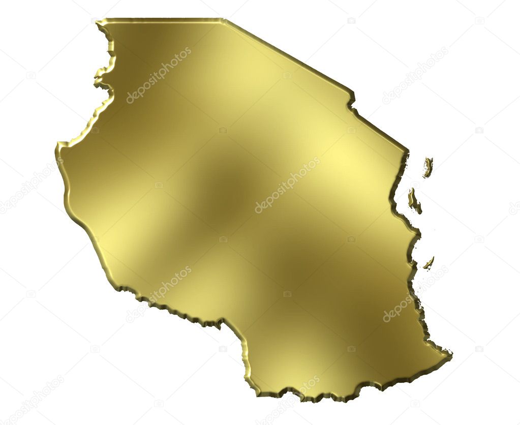 Tanzania 3d Golden Map