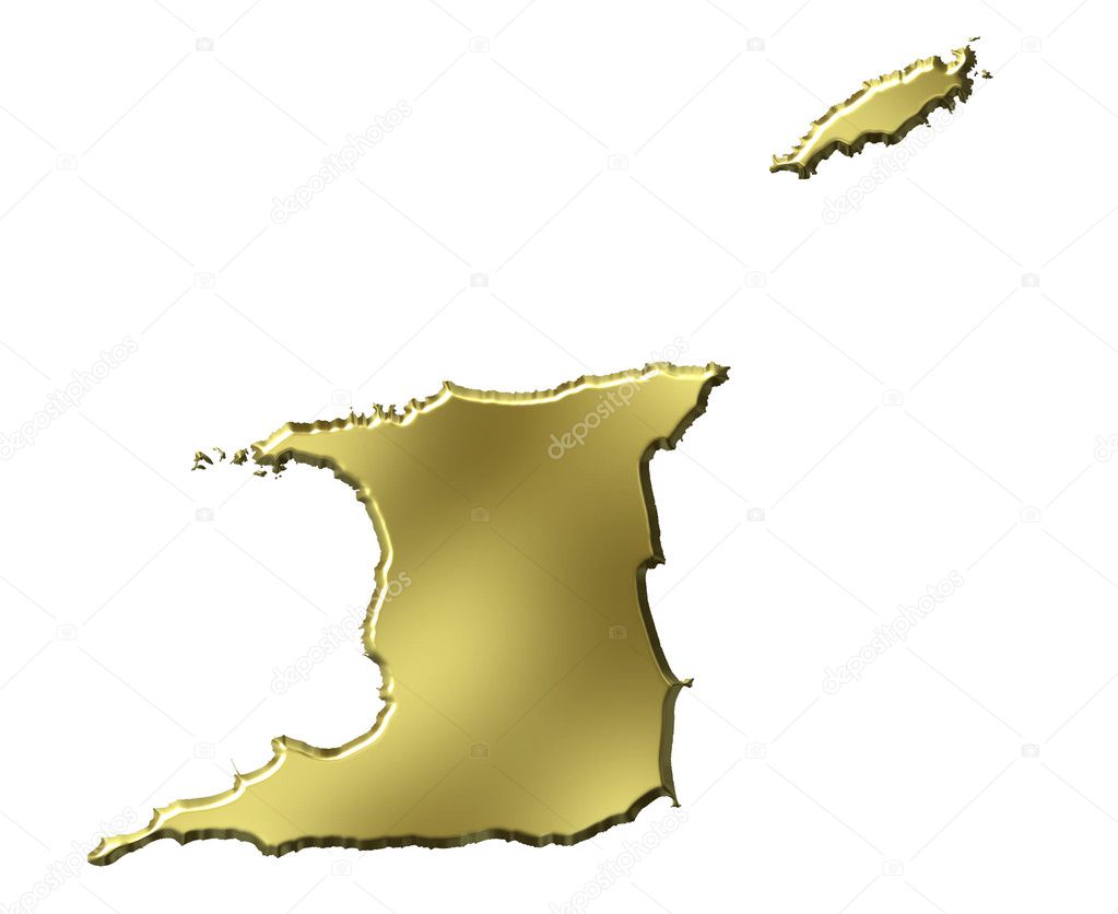 Trinidad and Tobago 3d Golden Map