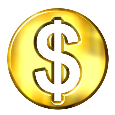 3D altın dolar simgesi