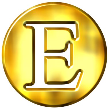 3D Golden Letter E clipart