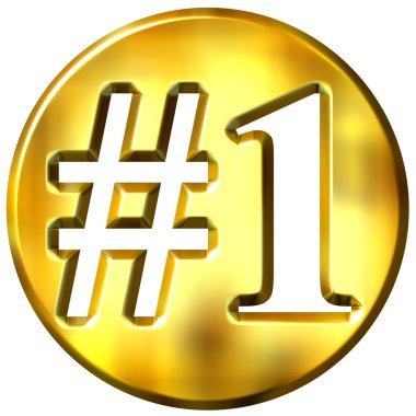 3d golden number 1 concept clipart