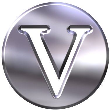 3D Silver Letter V clipart