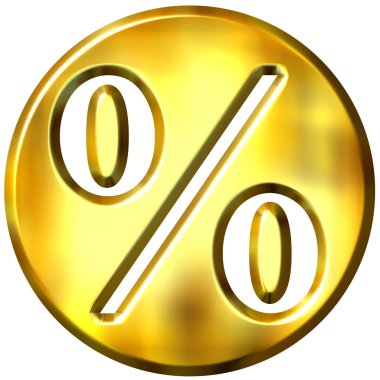 3D altın çerçeveli yüzde sembolü