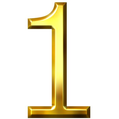 3d golden number 1 clipart