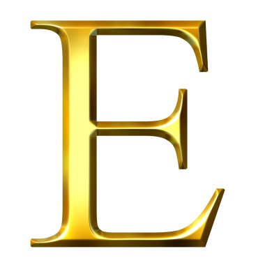 3D Golden Greek Letter Epsilon clipart