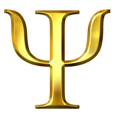 3D altın Yunanca harf psi