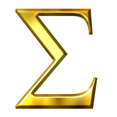 3D Golden Greek Letter Sigma clipart