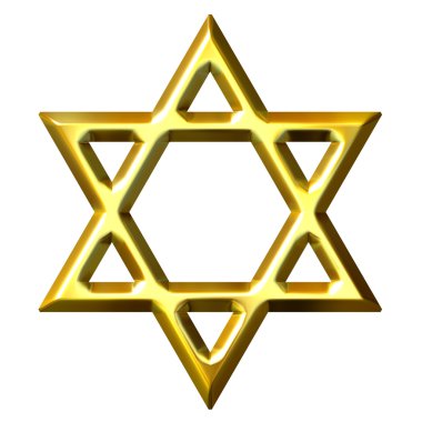 3D Golden Star of David clipart