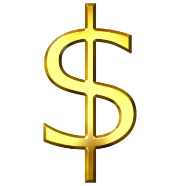 3D altın dolar simgesi