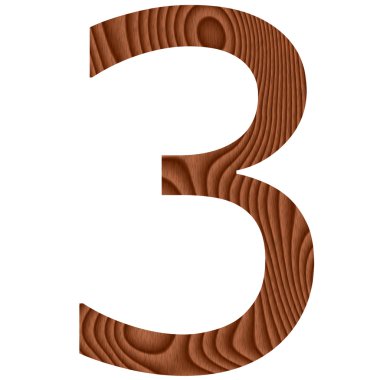 Wooden Number 3 clipart