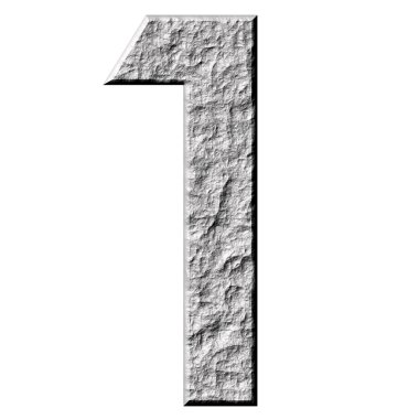 3D Stone Number one clipart