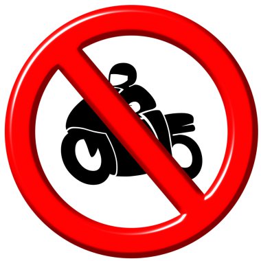 No motorbikes 3d sign clipart