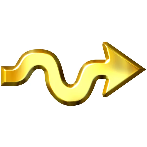 3 d の黄金の波線矢印 — ストック写真