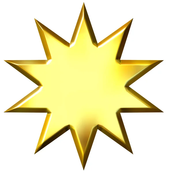 3D altın 10 köşeli yıldız — Stok fotoğraf