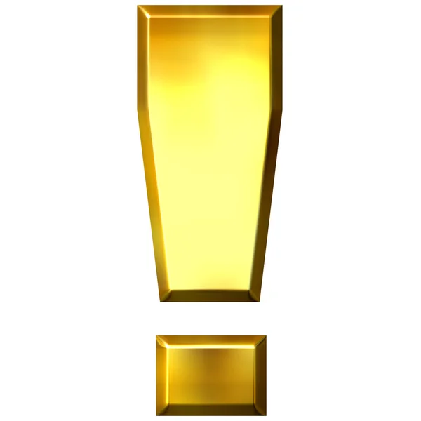 3D złoty znak wykrzyknika — Zdjęcie stockowe