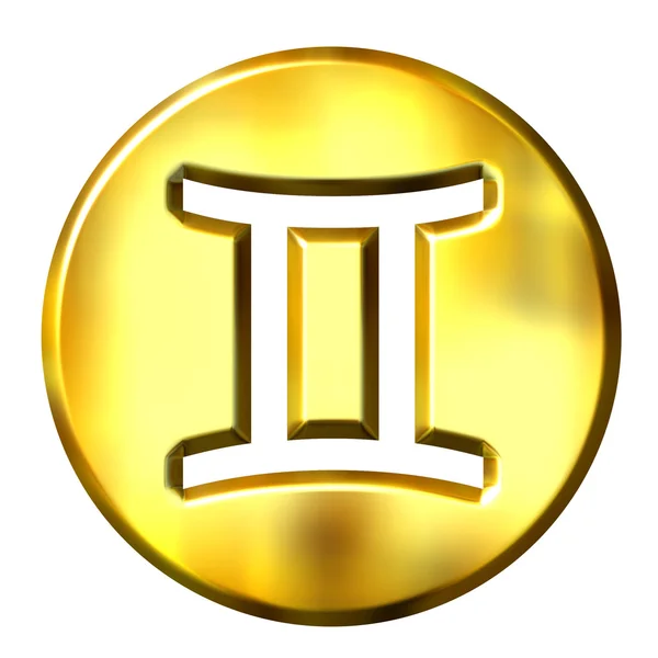 3D złoty znak zodiaku bliźnięta — Zdjęcie stockowe
