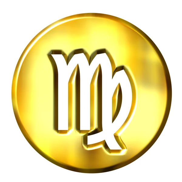 3D zlaté znamení Panna — Stock fotografie
