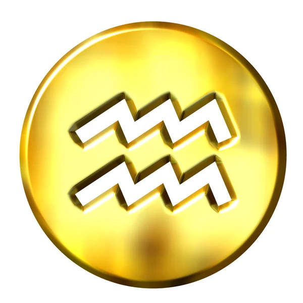 3D złoty znak zodiaku Wodnik — Zdjęcie stockowe