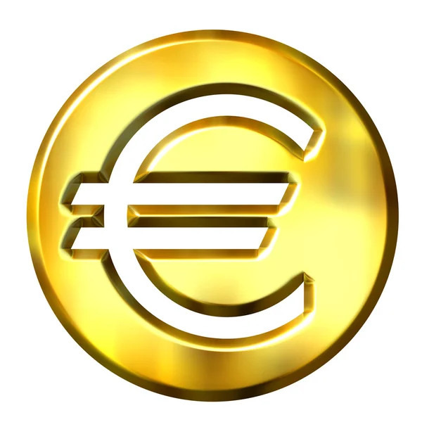 3d gyldne euro symbol - Stock-foto