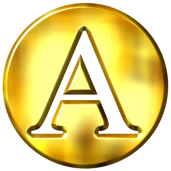 3D золота літера А — стокове фото