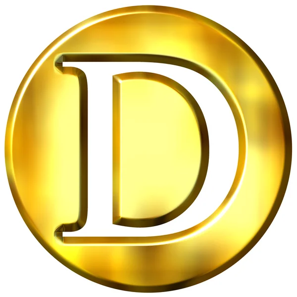 3D золота літера D — стокове фото